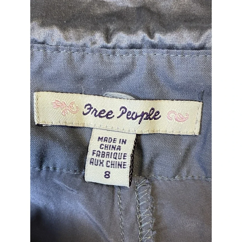 Free People Womens Size 8 Gray Silk Blend Pants Drawstring Hem‎ Boho Y2K Relaxed